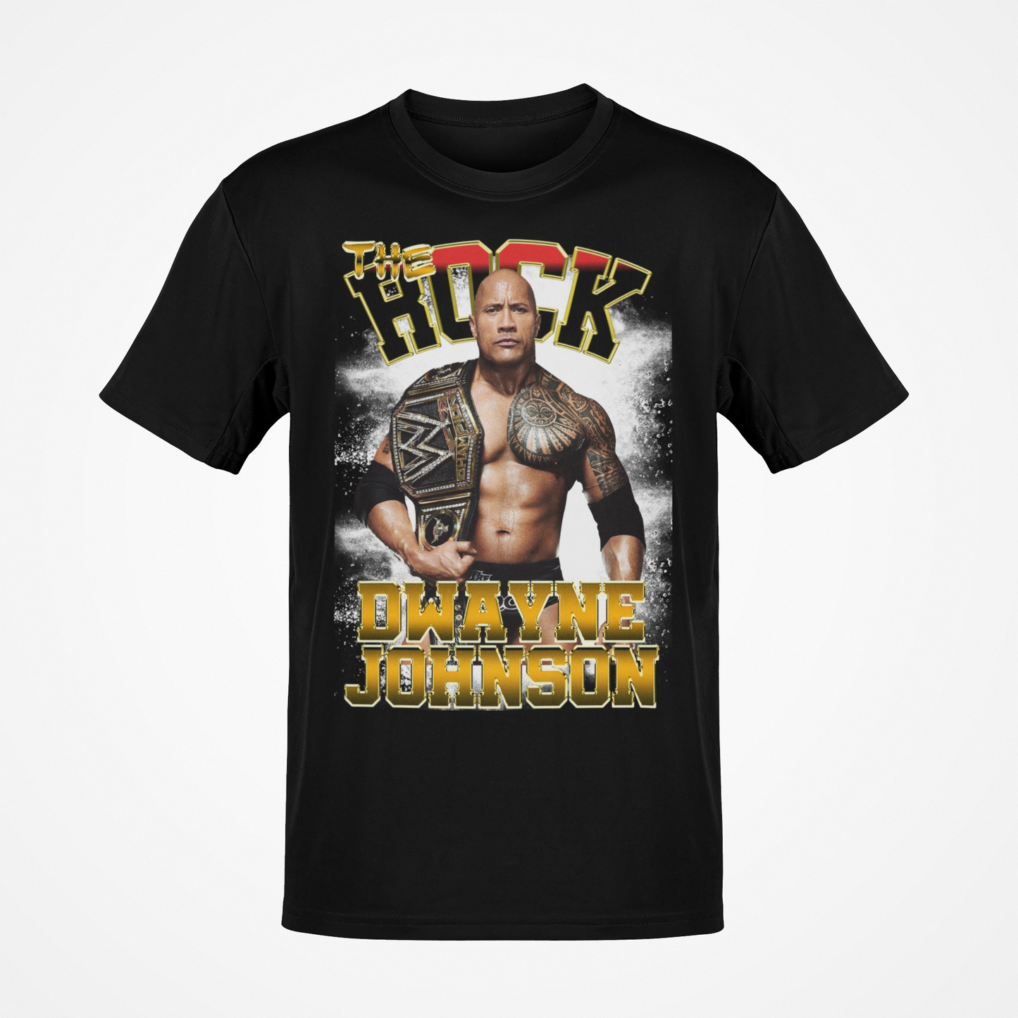 Dwayne The Rock Johnson Championship Belt Black WWE T-shirt