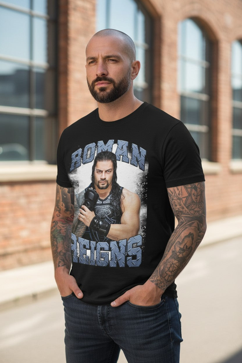Roman Reigns Locked and Loaded Mens Black T-shirt