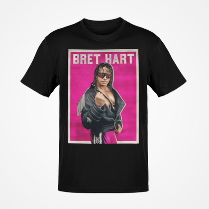 Bret Hart Pink Pose Black T-shirt