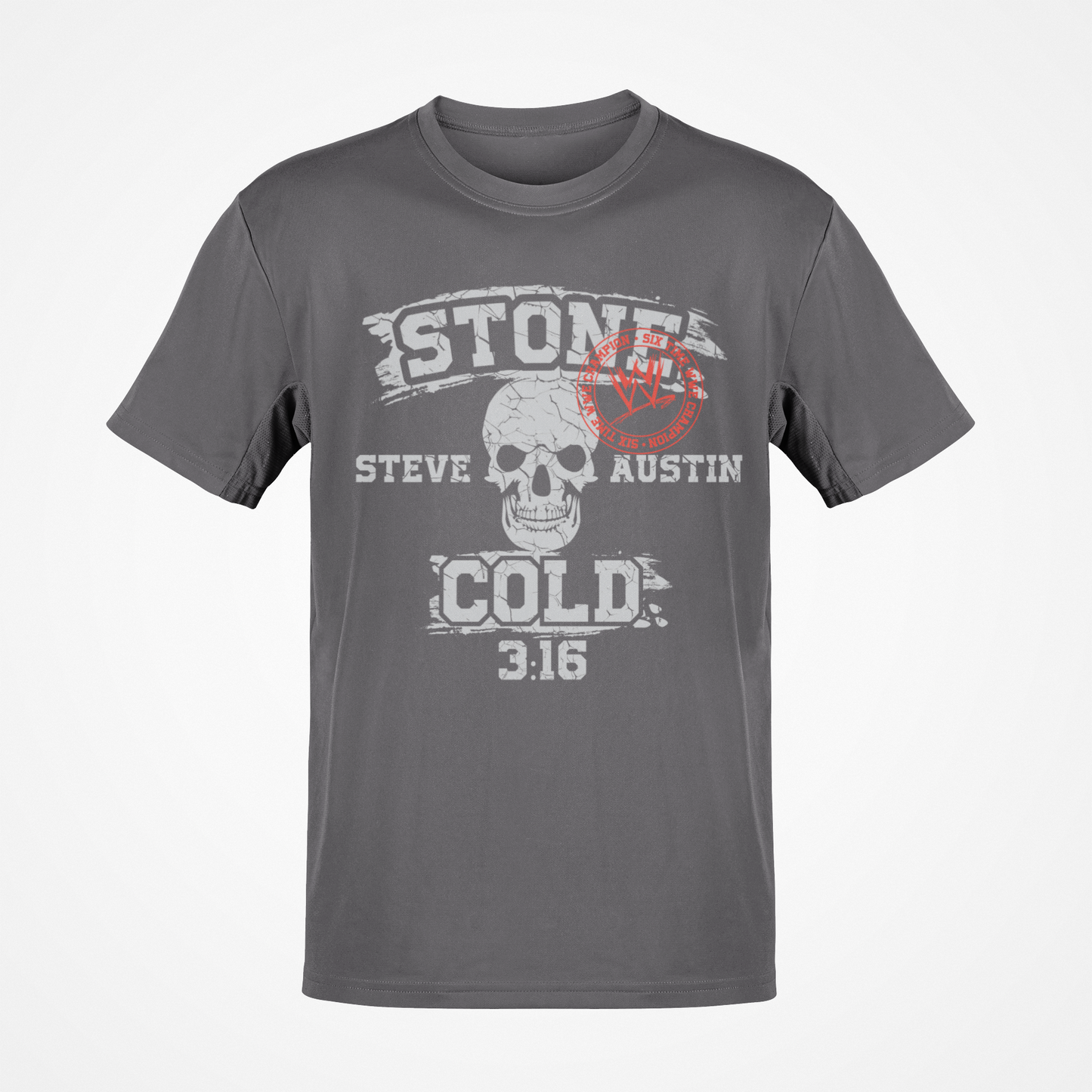 Stone Cold Steve Austin Six Time WWE Champion Mens Gray T-shirt