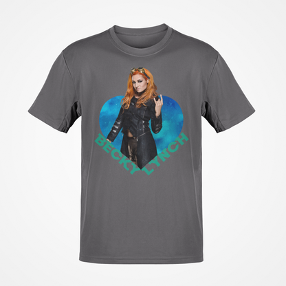 Becky Lynch Rock On Heart Gray T-shirt