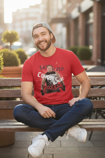 Brock Lesnar Eat Sleep Conquer Repeat Mens Red T-shirt