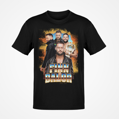 Finn Balor Championship Belt Four Pose Mens Black T-shirt