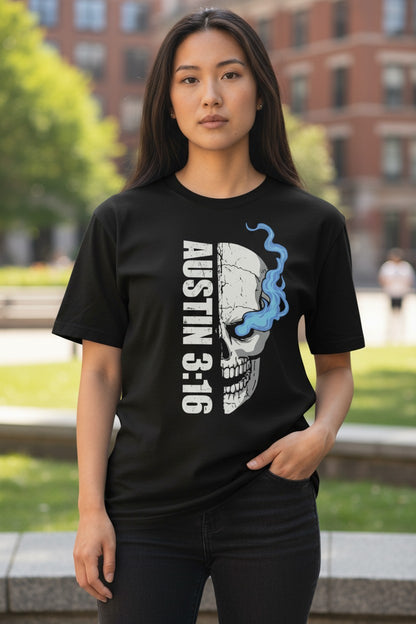 Stone Cold Steve Austin 3:16 Half Smoking Skull T-shirt