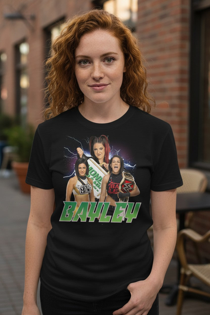 Bayley Money in The Bank Three Pose Black T-shirt
