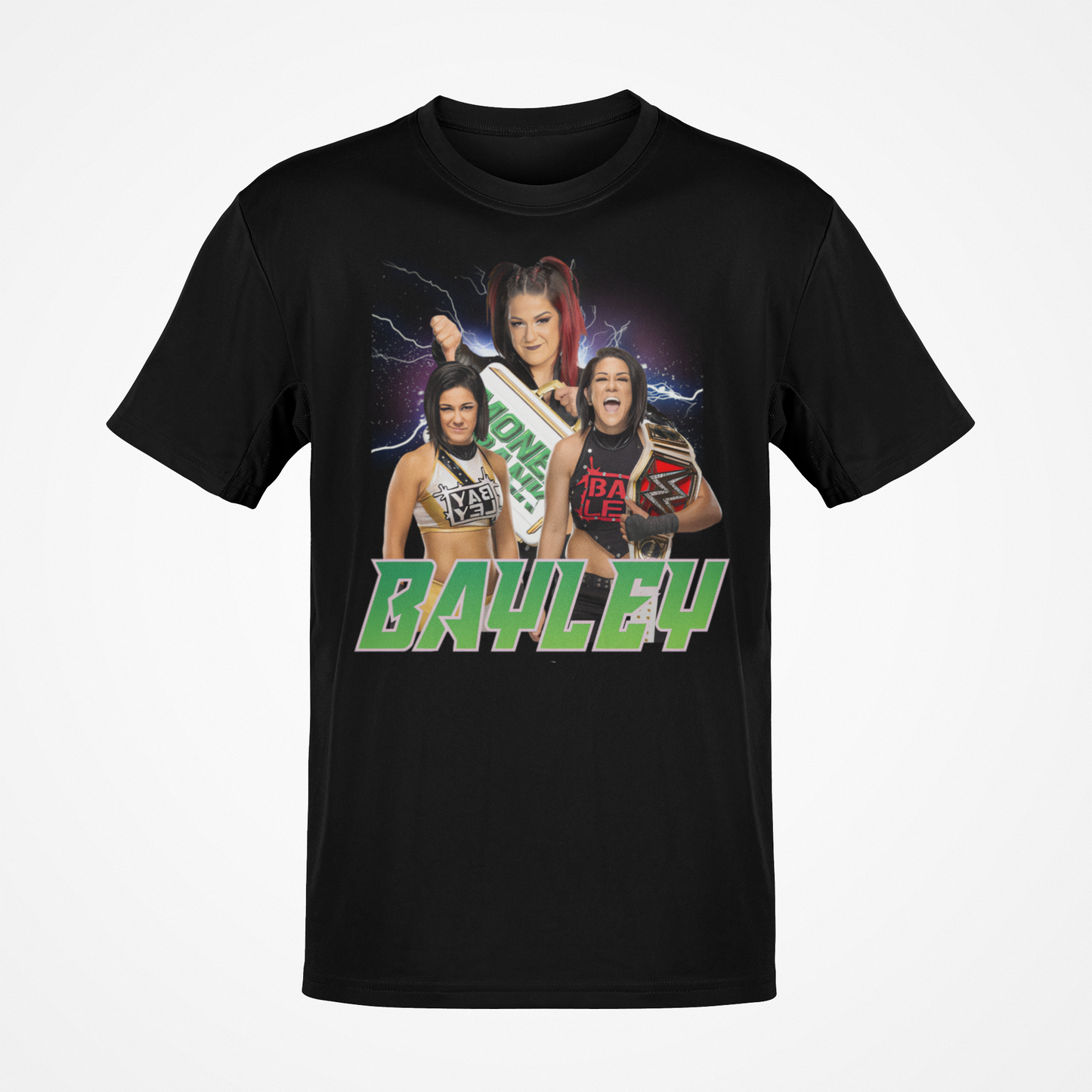 Bayley Money in The Bank Three Pose Black T-shirt