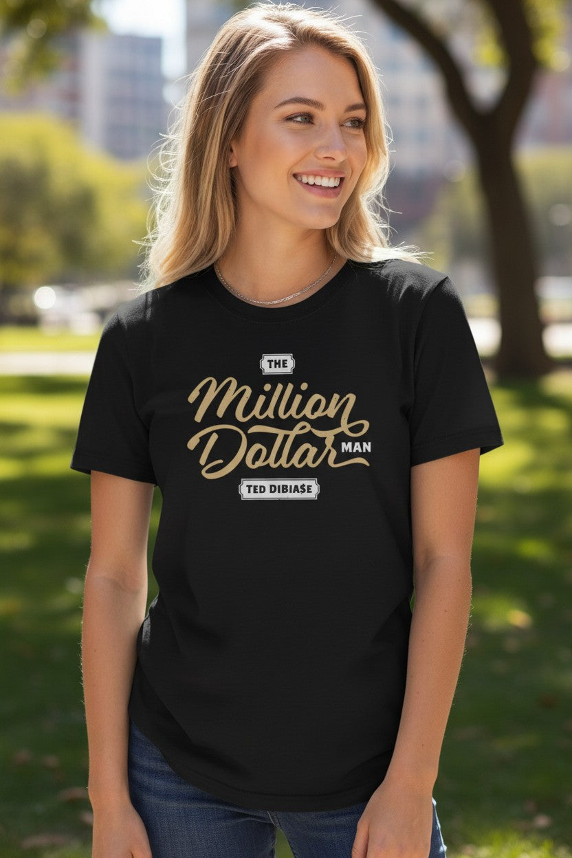 Ted DiBiase Million Dollar Man Font Logo Black T-shirt