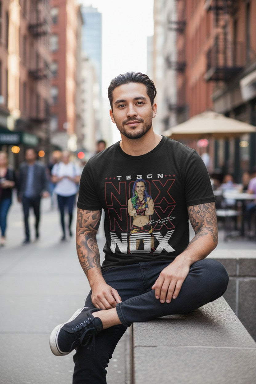 Tegan Nox Cartoon Pose Black T-shirt