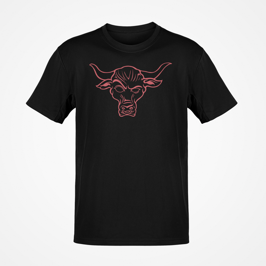 The Rock Red Brahma Bull Line Drawing WWE Mens T-shirt