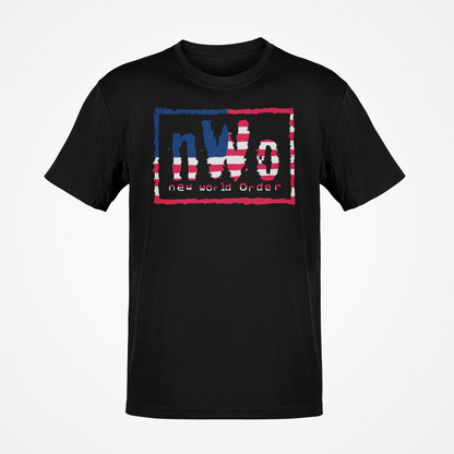 nWo New World Order Red White Blue USA Logo T-shirt