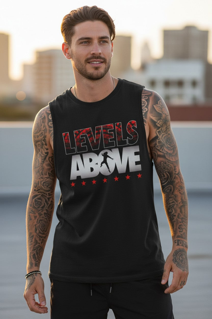 Roman Reigns Levels Above Black Sleeveless Muscle T-shirt