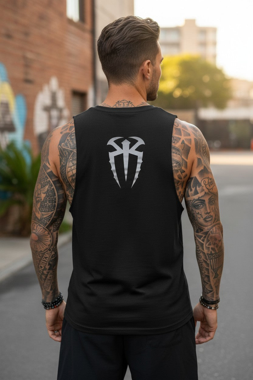 Roman Reigns Levels Above Black Sleeveless Muscle T-shirt