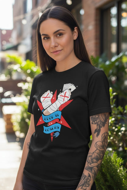 CM Punk Luck is for Losers White Fists T-shirt