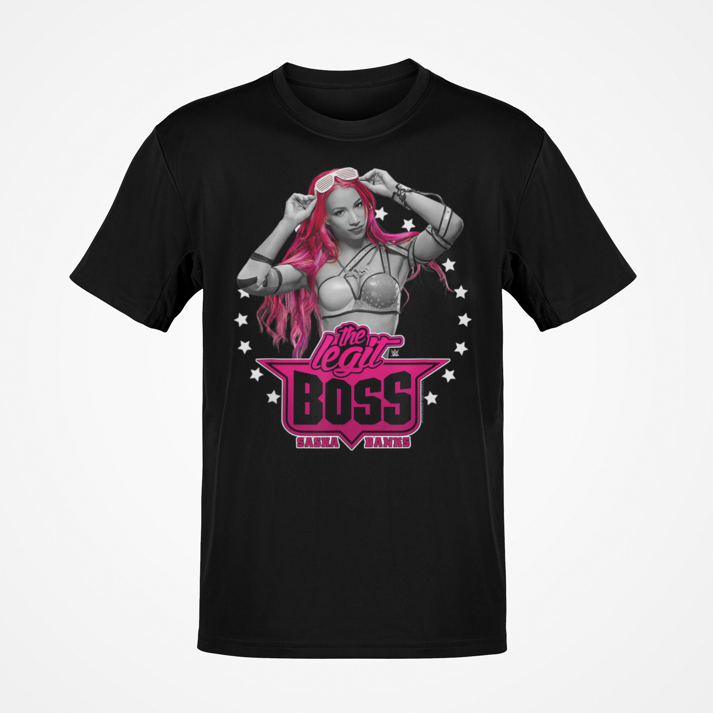 Sasha Banks Pink Hair Black T-shirt