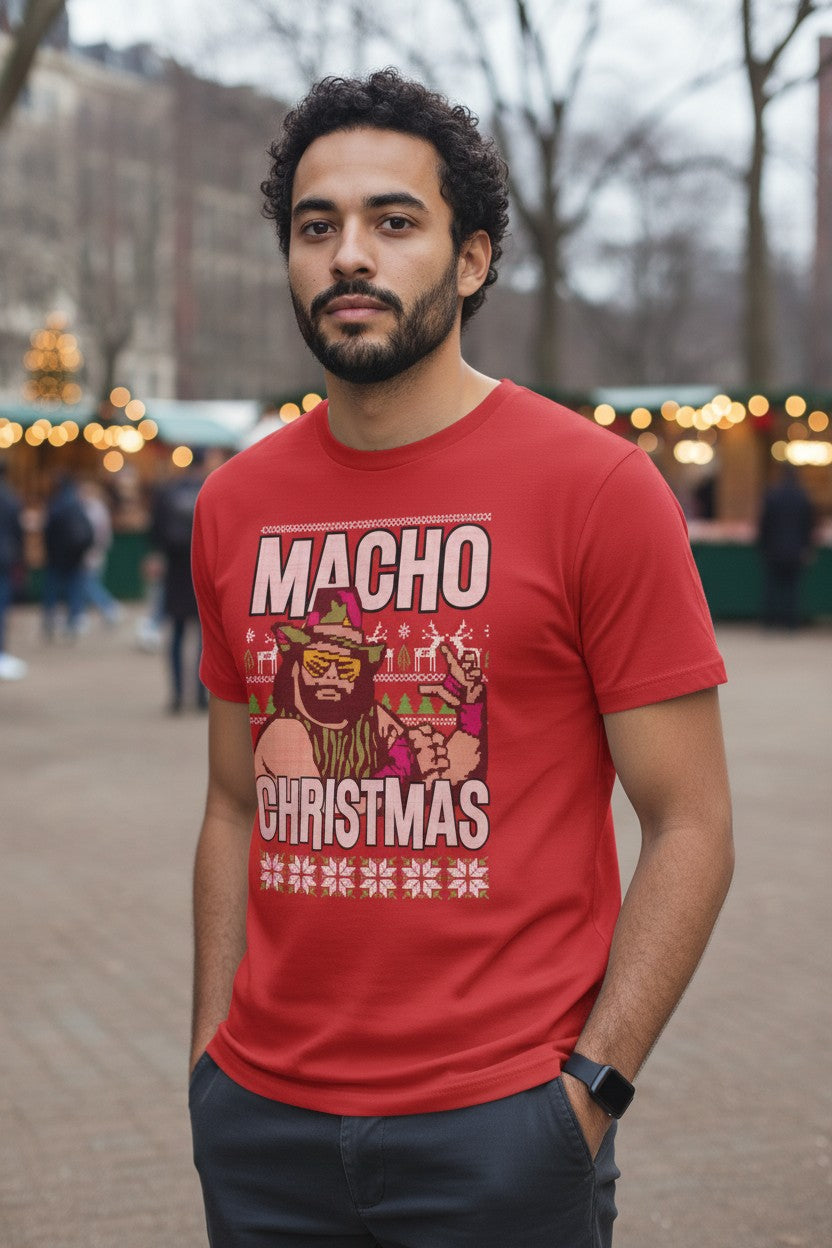 Macho Man Randy Savage Xmas Christmas WWE Mens Red T-shirt