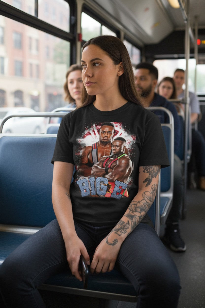 WWE Big E Fierce Face Mens Black T-shirt