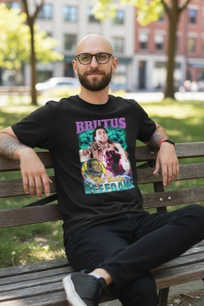 Brutus the Barber Beefcake Collage T-shirt