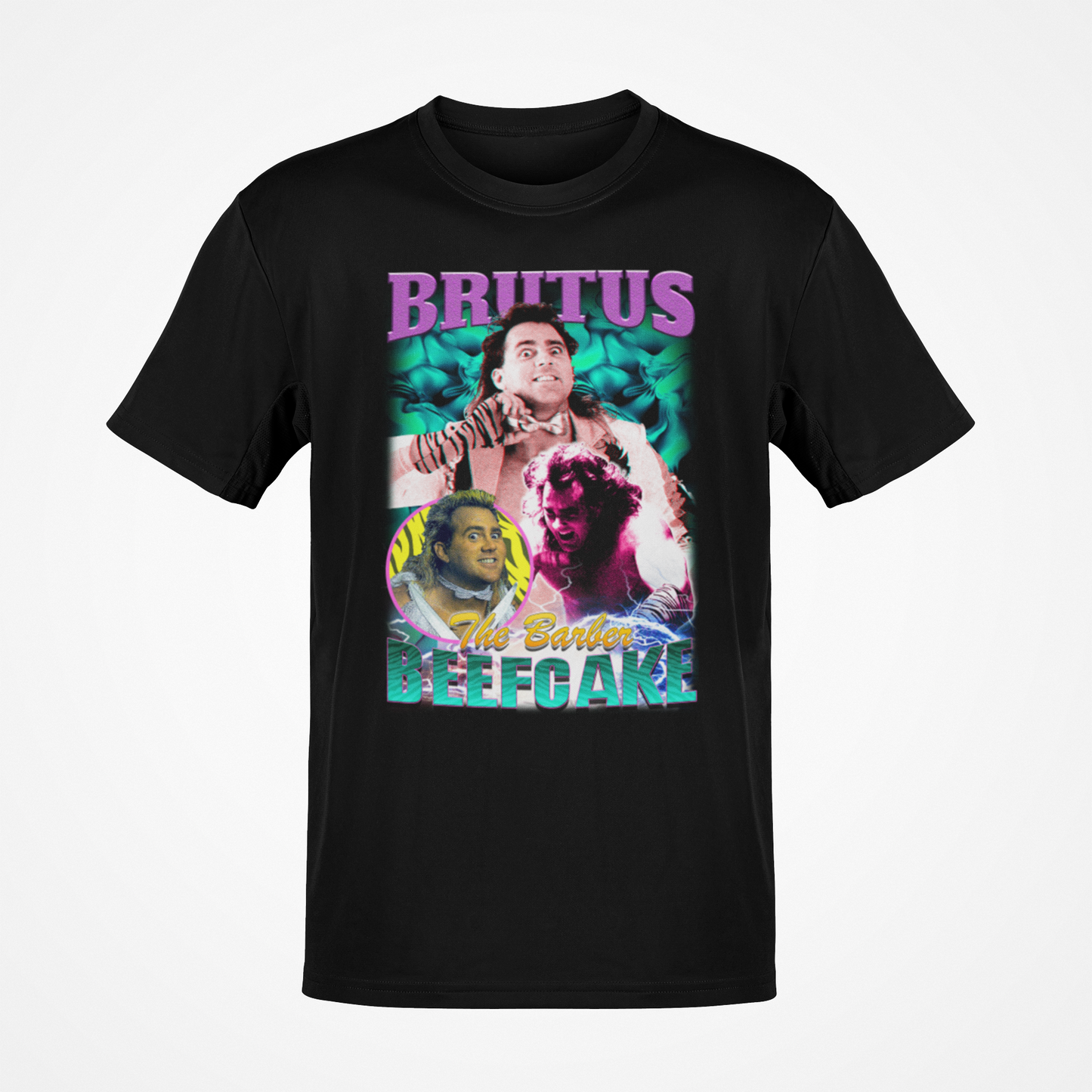 Brutus the Barber Beefcake Collage T-shirt