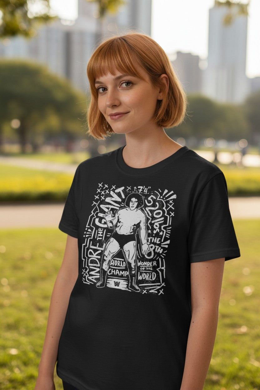 Andre The Giant Graphic Art Black T-shirt