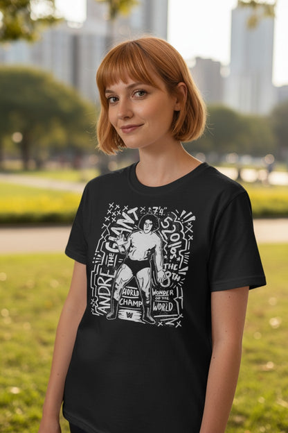 Andre The Giant Graphic Art Black T-shirt