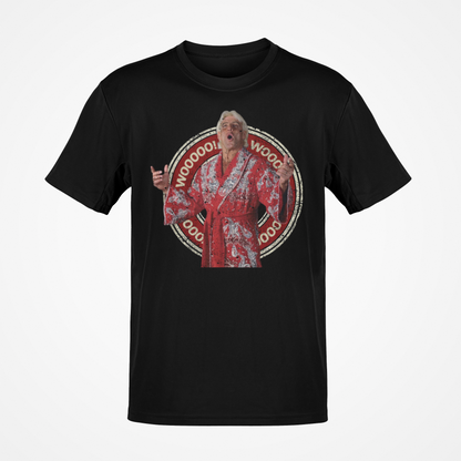 Ric Flair Wooo Red Robe Circle Logo Black T-shirt