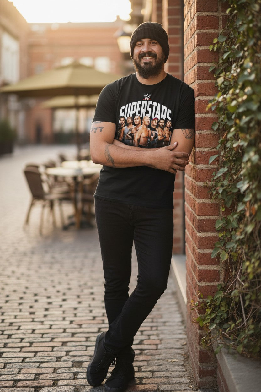 WWE Greats Brock Lesnar Randy Orton Roman Reigns Mens Black T-shirt