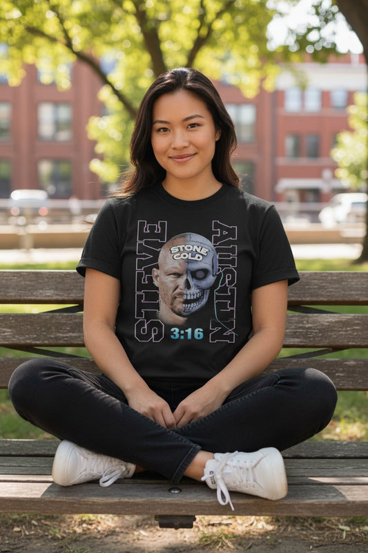 Stone Cold Steve Austin Skull Face Black T-shirt