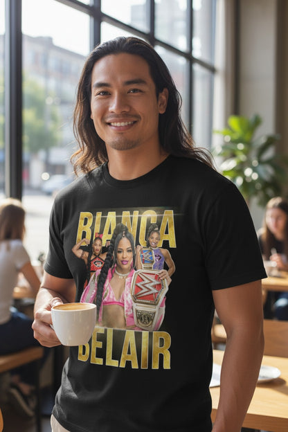 Bianca Belair Womens Championship Belt Three Pose T-shirt