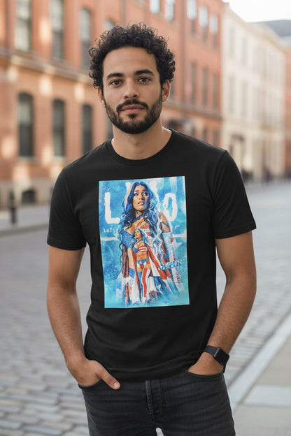 Zelina Vega Blue LWO Logo Backlash 2023 Poster Print Black T-shirt