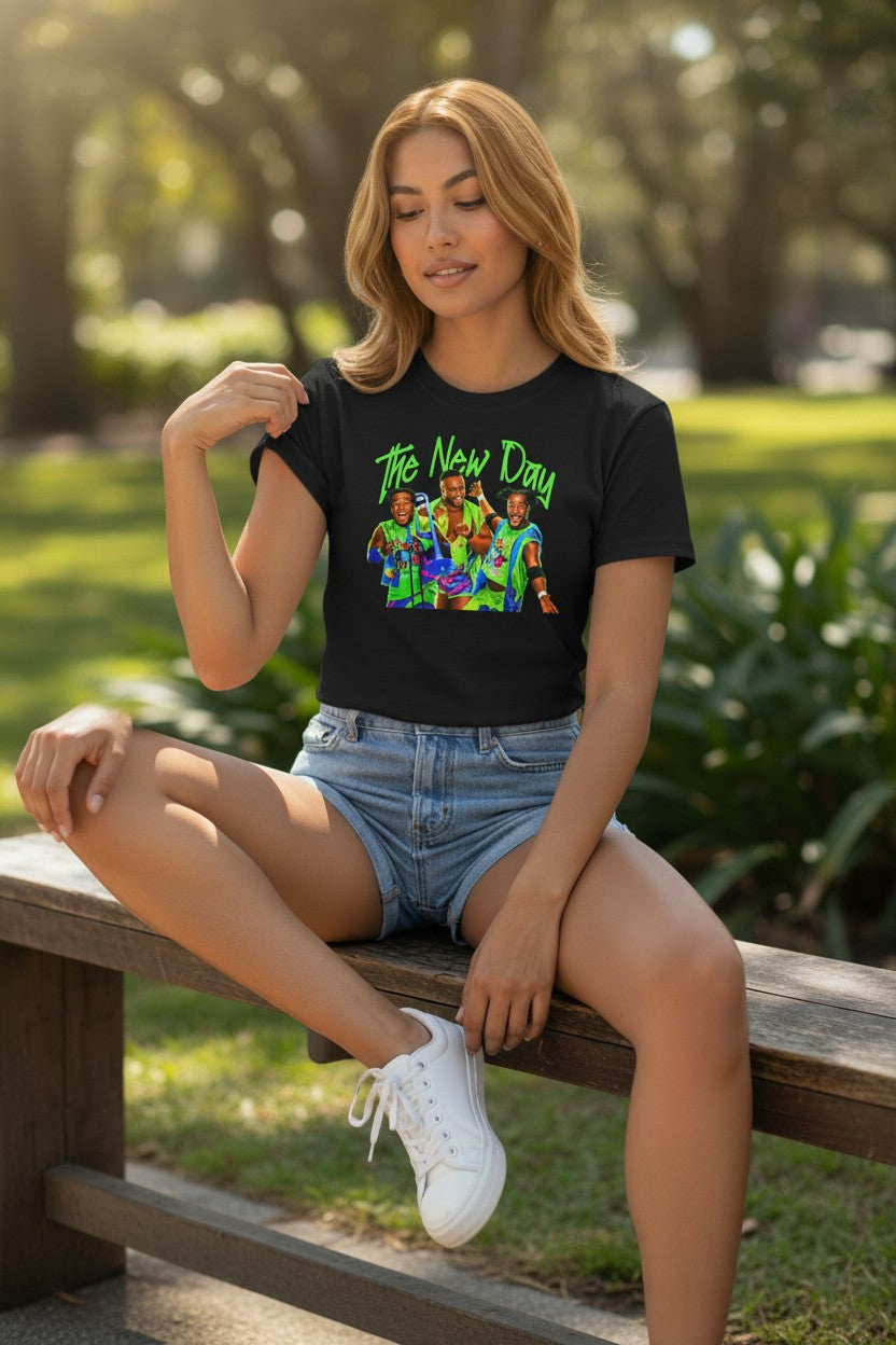The New Day Green Name Black T-shirt