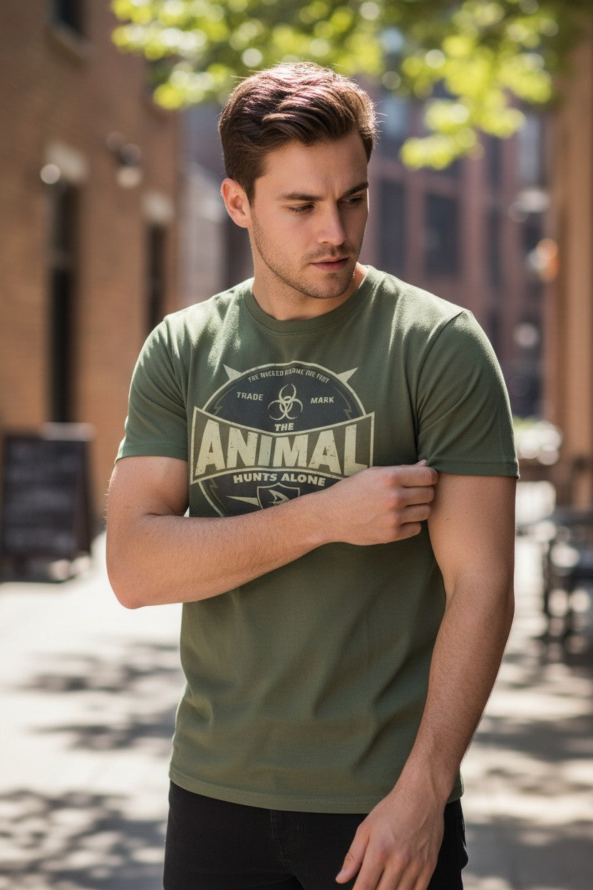 Batista The Animal Hunts Alone Green T-shirt