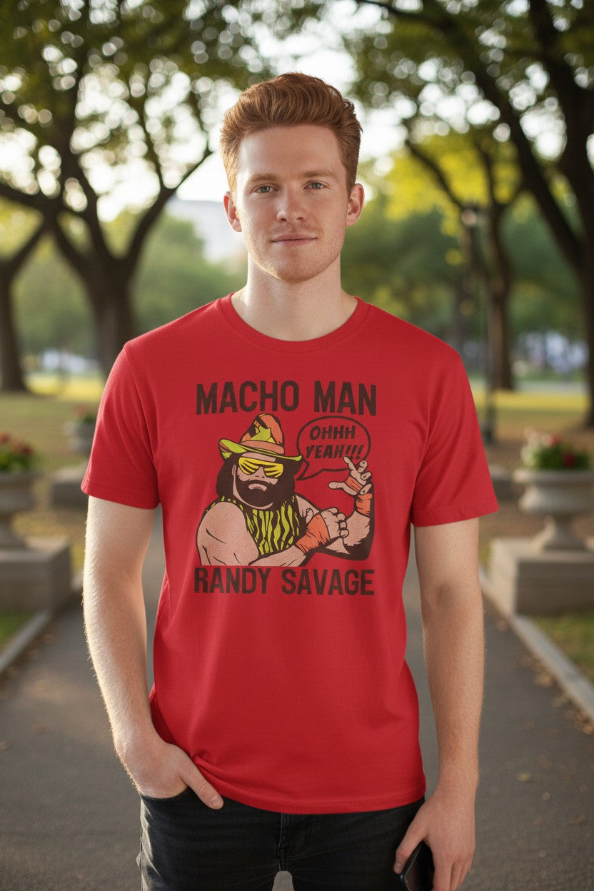 Macho Man Randy Savage Cartoon Ohhh Yeah Mens Red T-shirt
