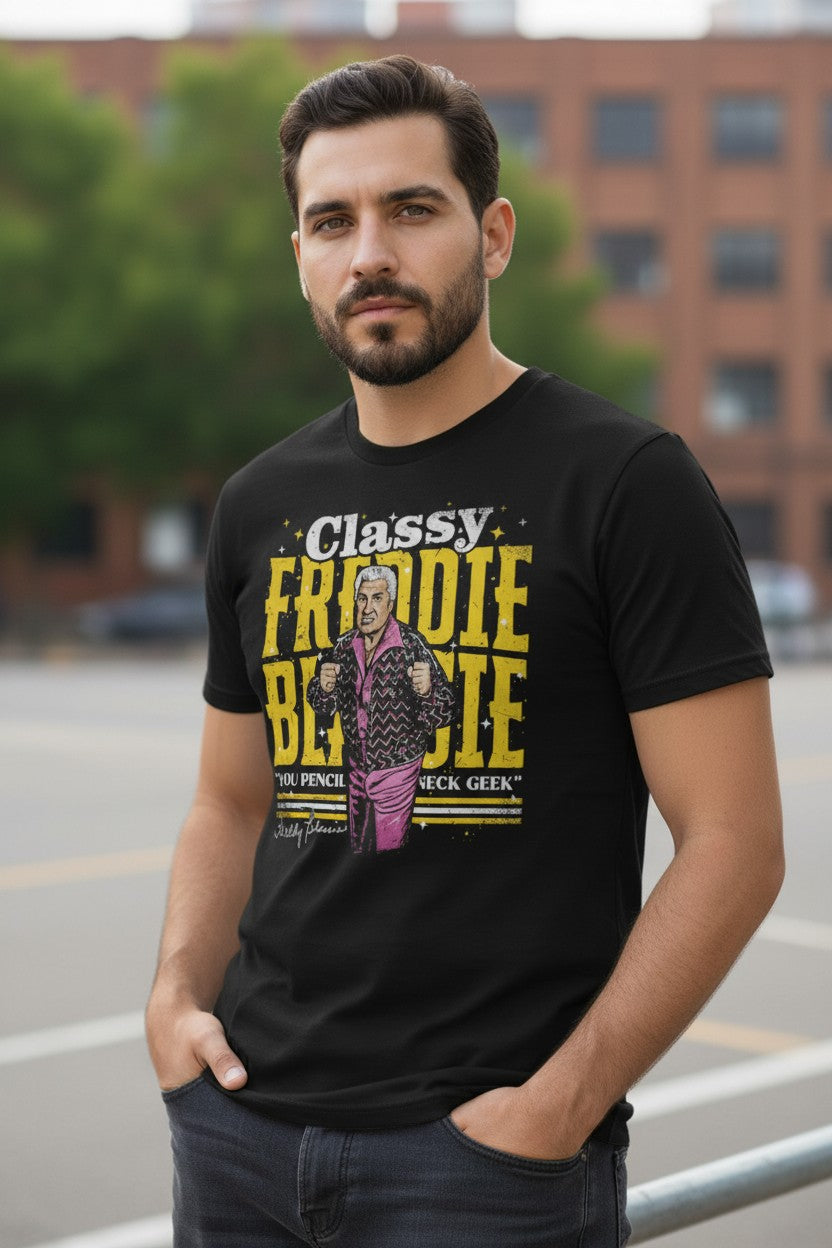 Freddie Blassie Pencil Neck Geek Black T-shirt