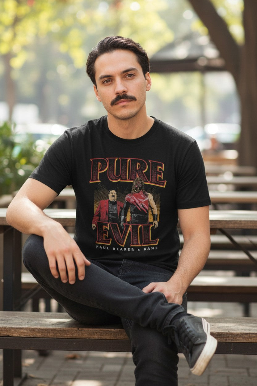 Kane with Paul Bearer Pure Evil Black T-shirt