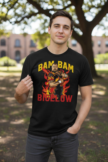 Bam Bam Bigelow Flames Black T-shirt