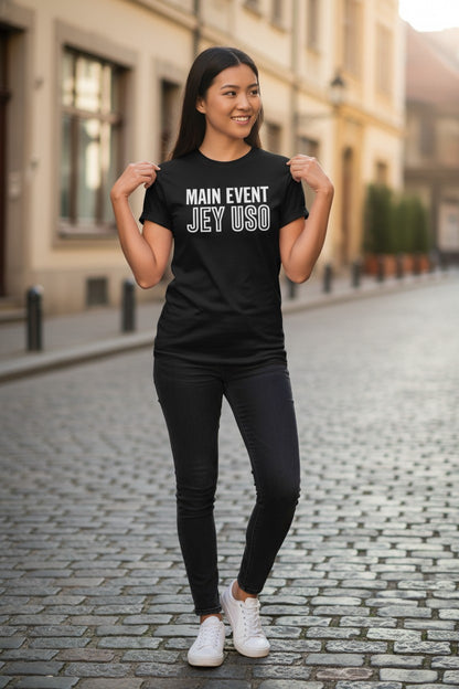 Main Event Jey Uso Yeet White Logo Black T-shirt