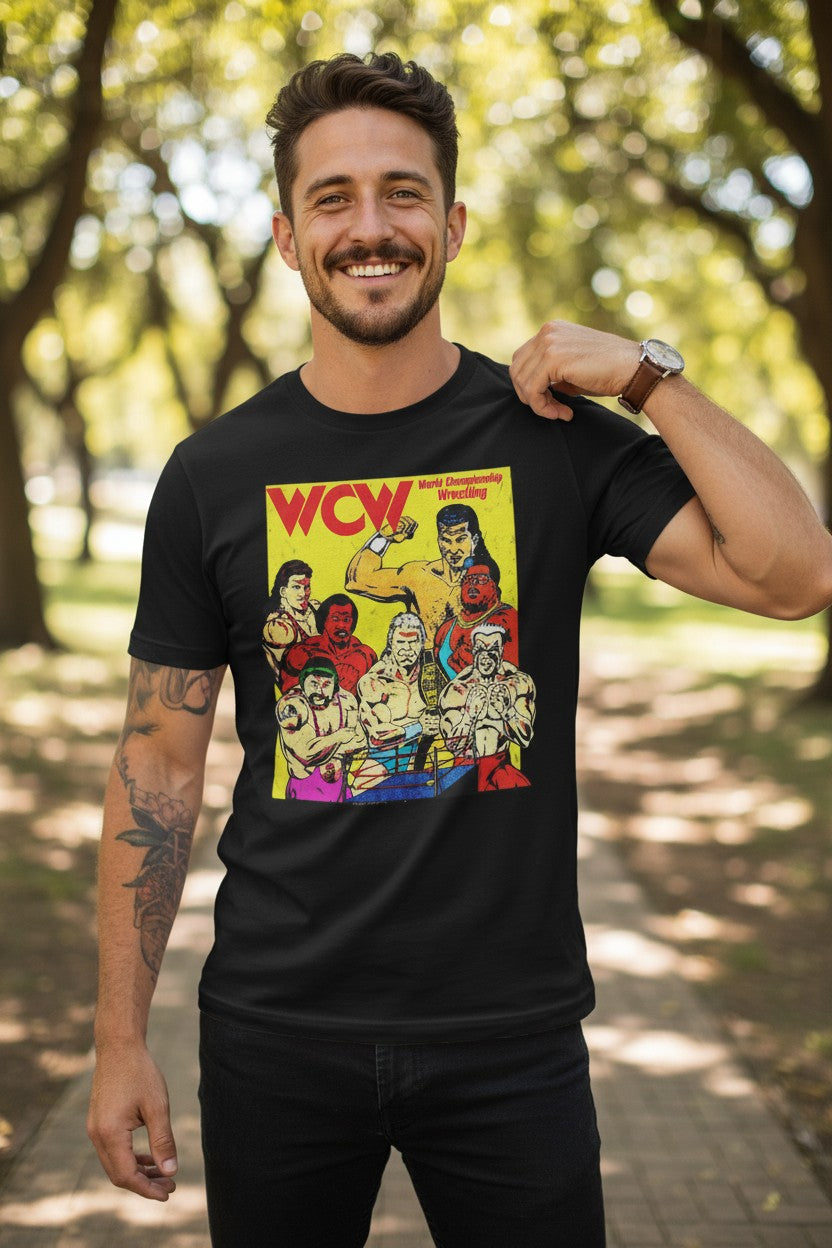 WCW World Championship Wrestling Poster Print Black T-shirt