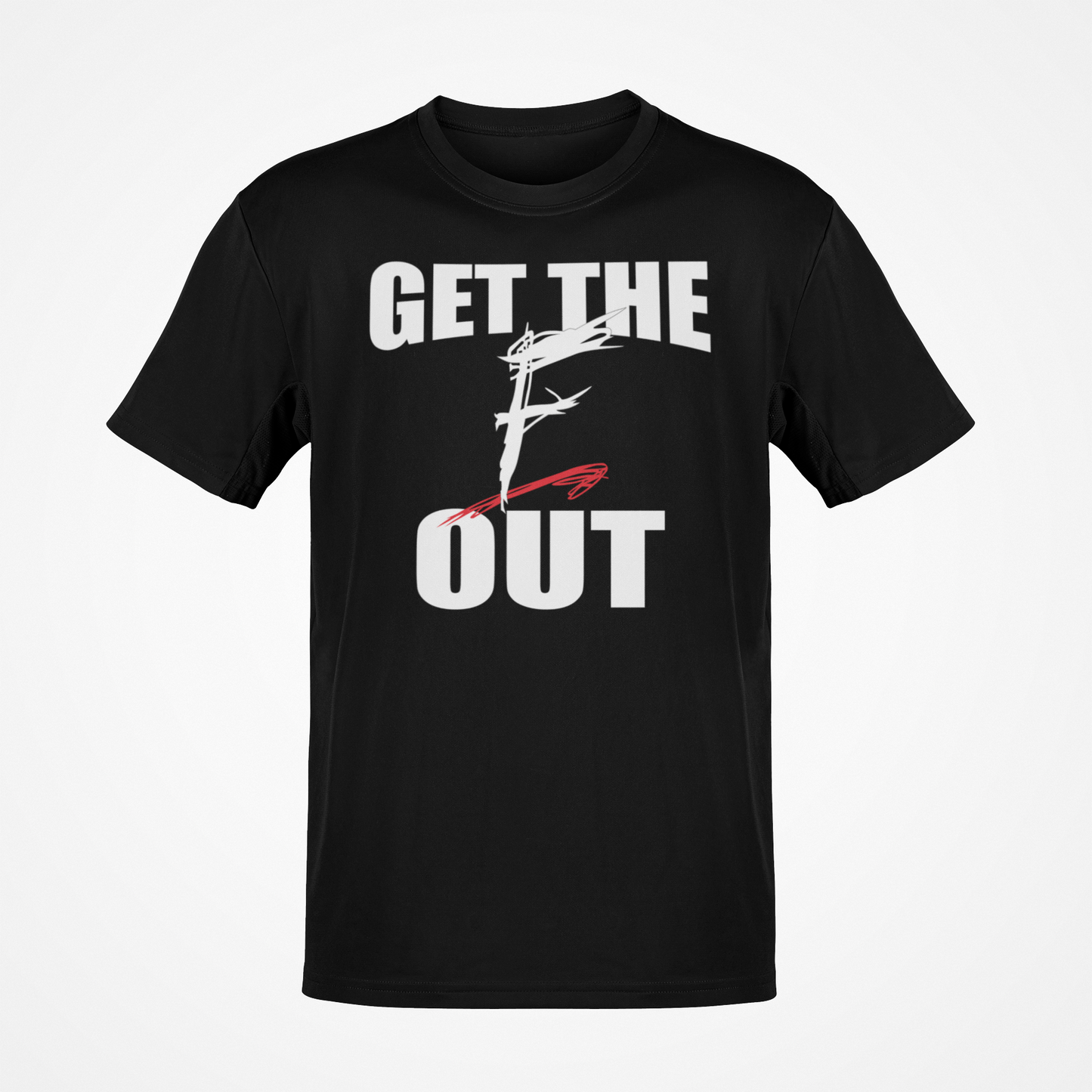 WWF Old Logo Get The F Out Men Black T-shirt