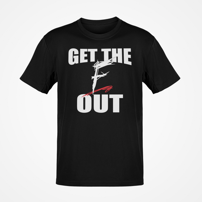 WWF Old Logo Get The F Out Men Black T-shirt