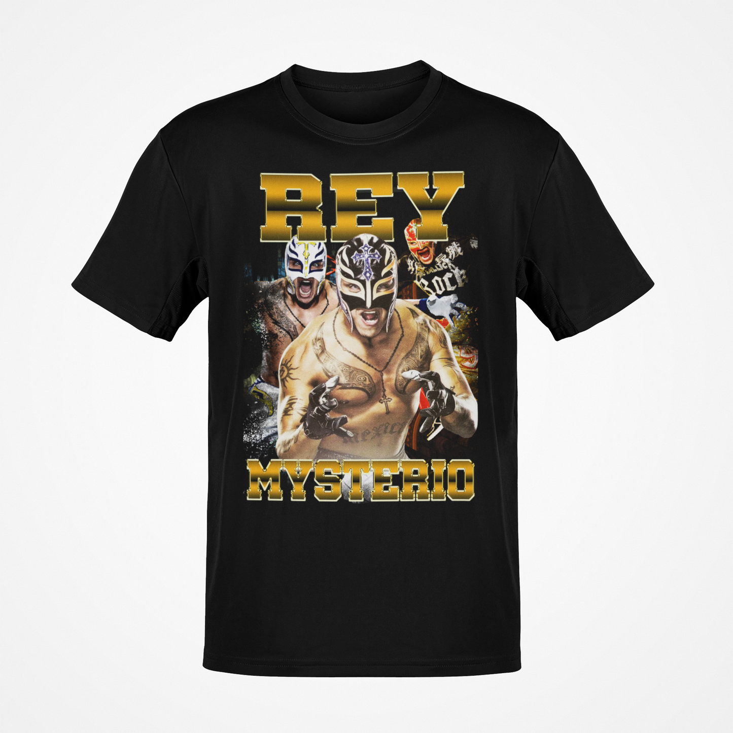 Rey Mysterio Shouting Mens Black T-shirt WWE
