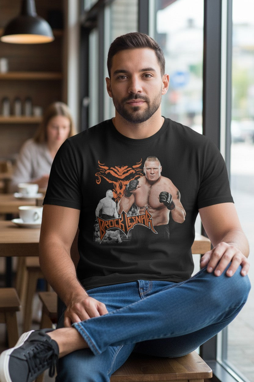 Brock Lesnar Ready to Fight WWE Mens Black T-shirt