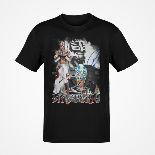 Rey Mysterio Three Pose Signature Mens Black T-shirt WWE