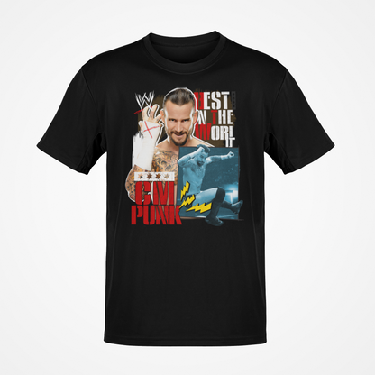 CM Punk Best In The World Flying Elbow Mens Black T-shirt