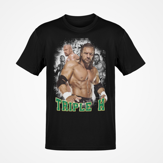 Triple H Pro Wrestling Four Poses Mens Black WWE T-shirt