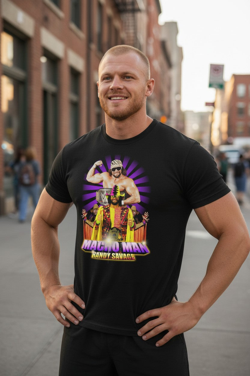 Macho Man Randy Savage Throwback Mens Black T-shirt