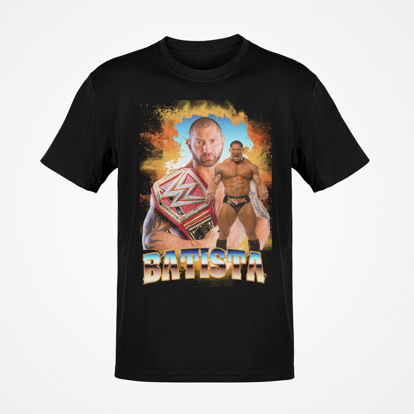 Batista Championship Belt Mens Black T-shirt WWE