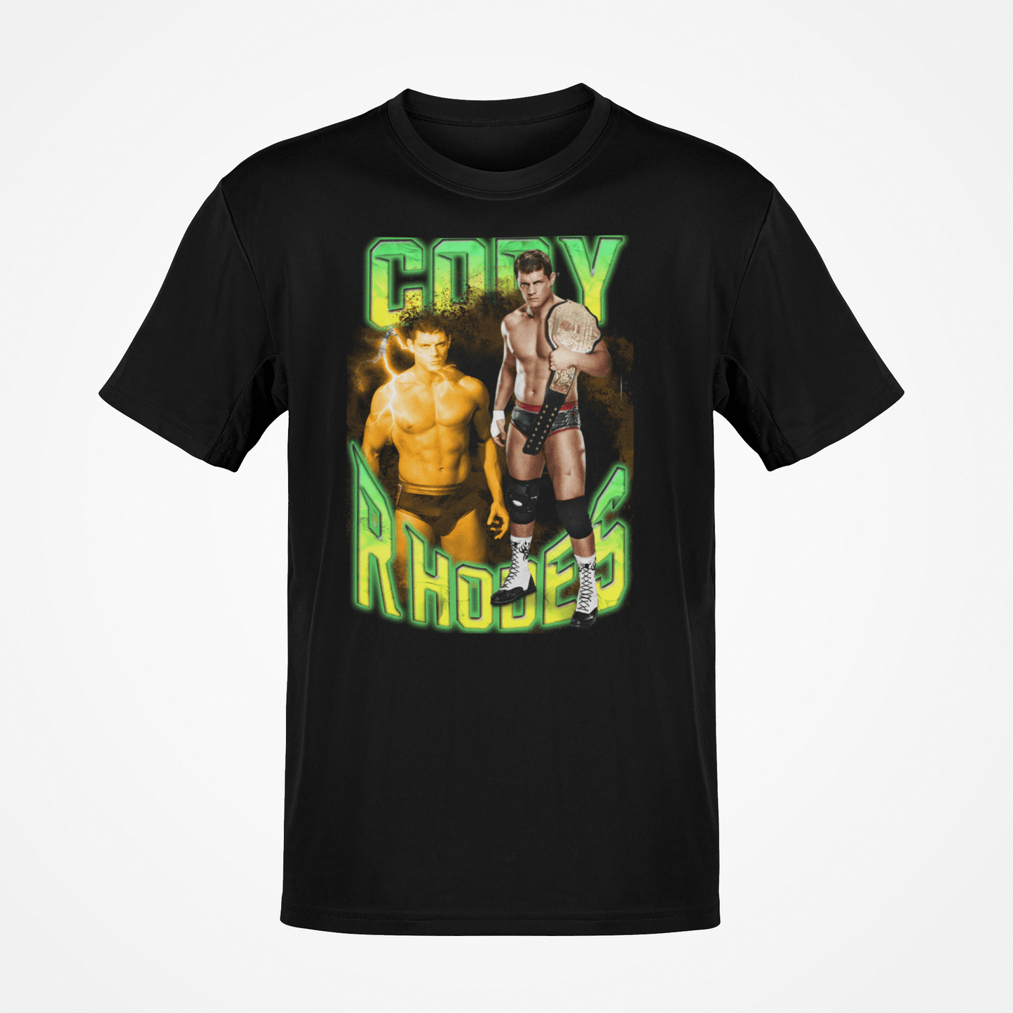 Cody Rhodes Neon Championship Belt Black T-shirt AEW WWE