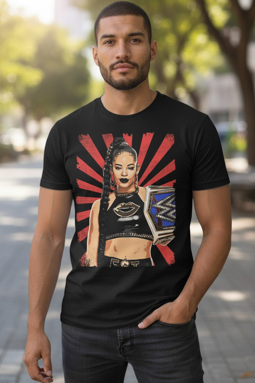 Bianca Belair Starburst Championsip Belt Black T-shirt