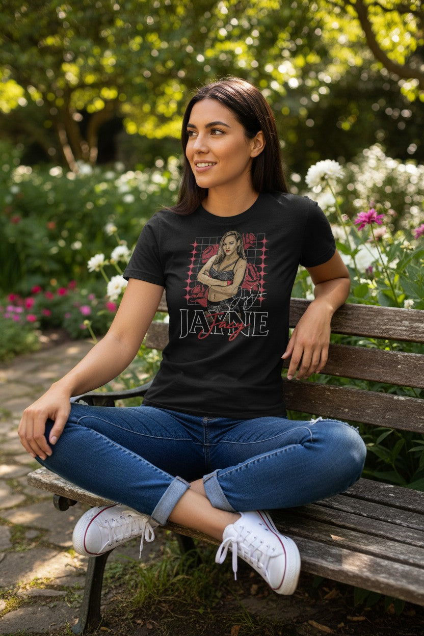 Jacy Jayne Roses Black T-shirt