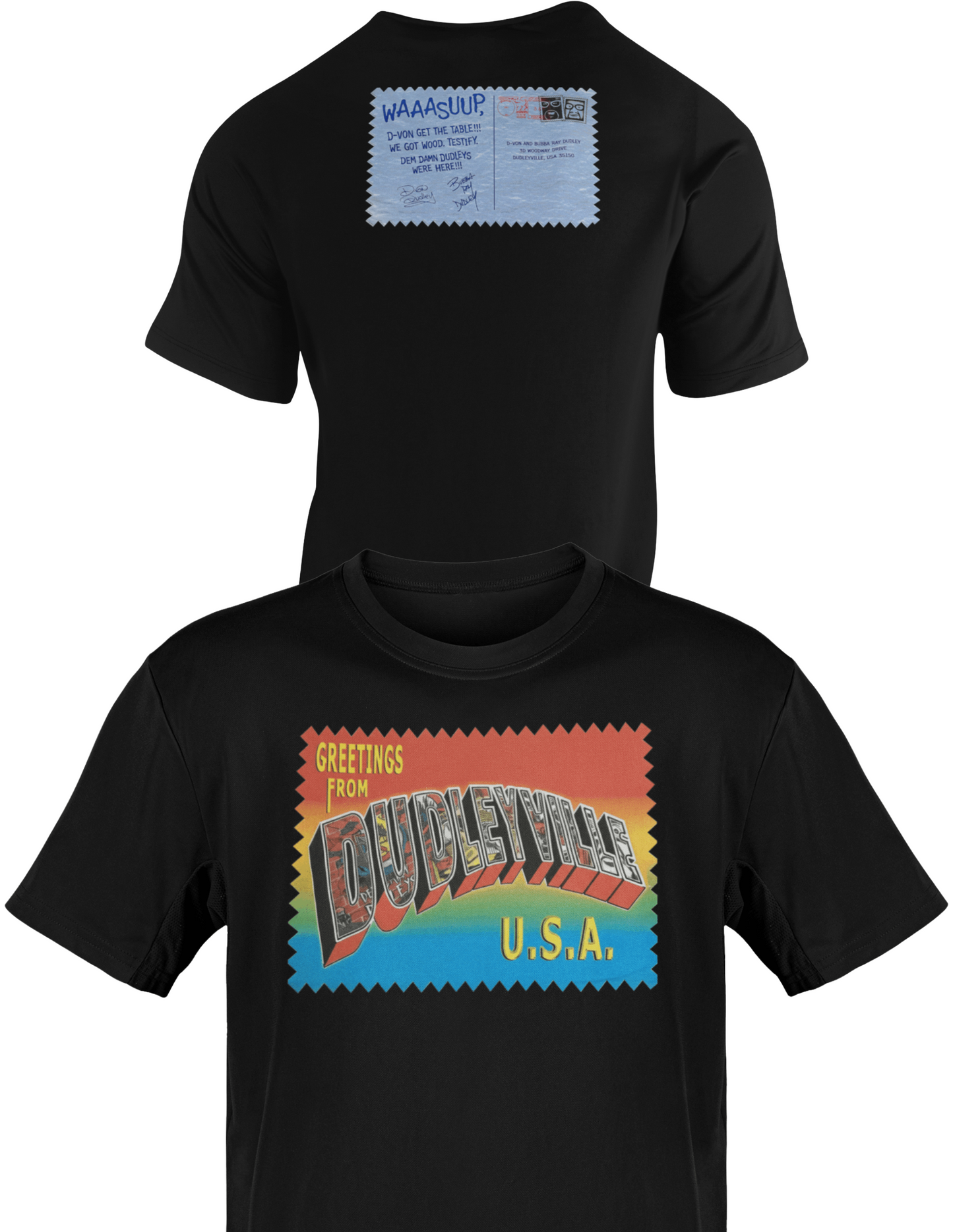 Dudleyville USA Dudley Boyz Postcard T-shirt